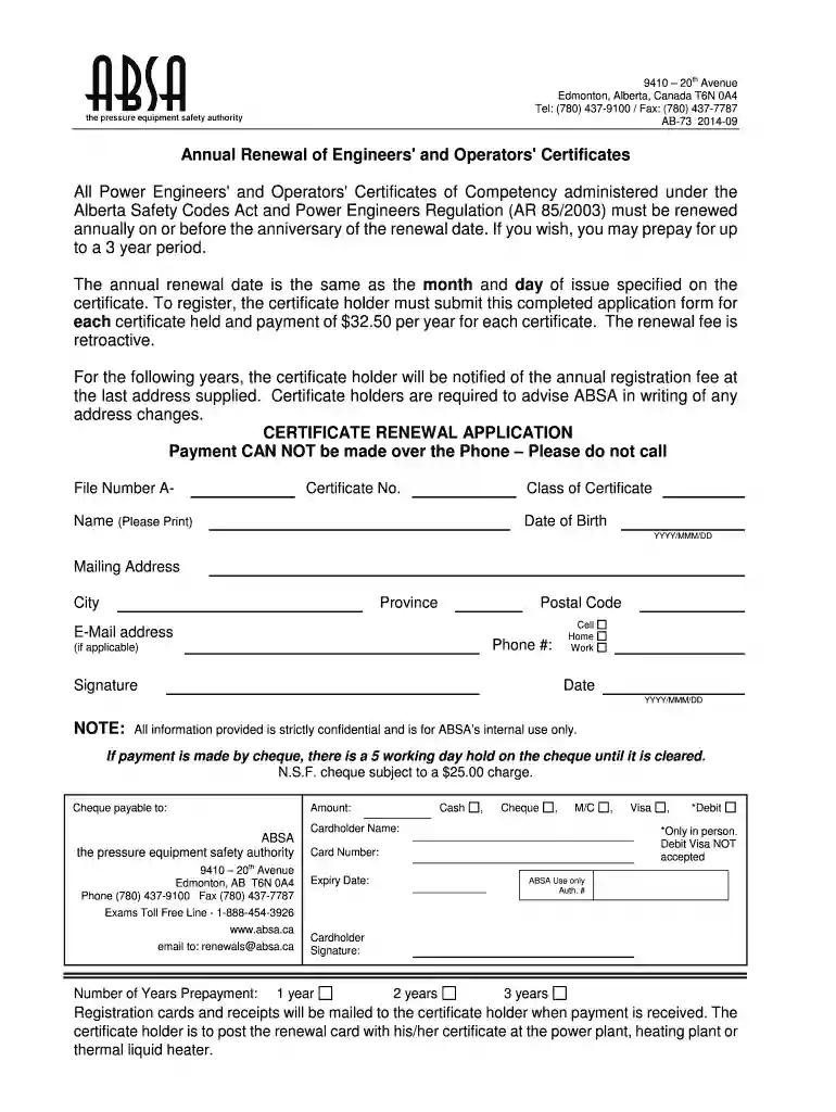 canada ab 73 certificate Preview on Page 1
