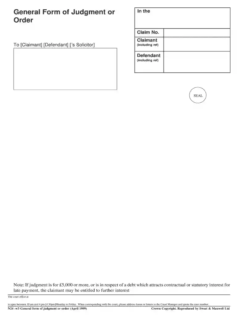 form of judgement Preview on Page 1