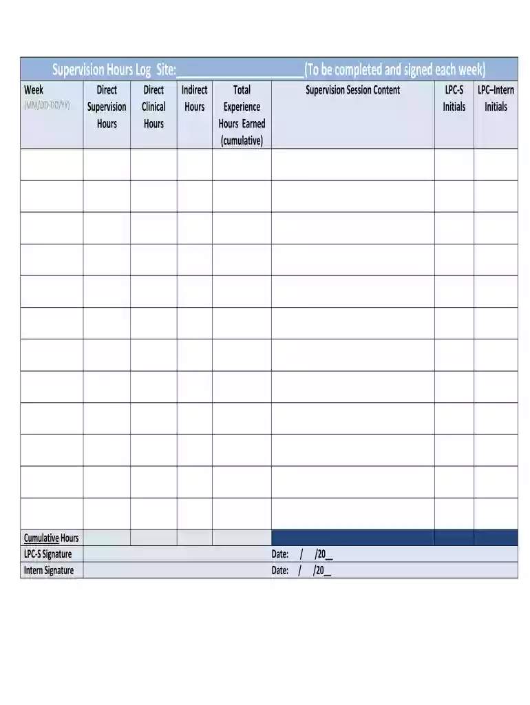 lpc hours log template excel Preview on Page 1