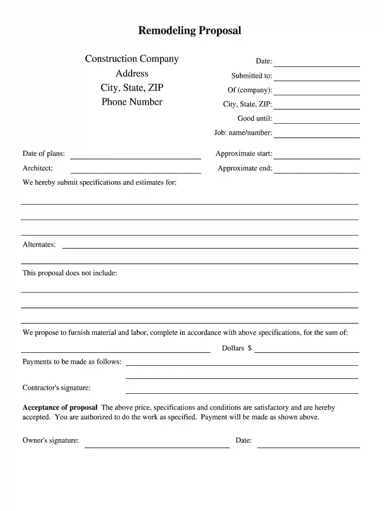 renovation proposal sample pdf Preview on Page 1