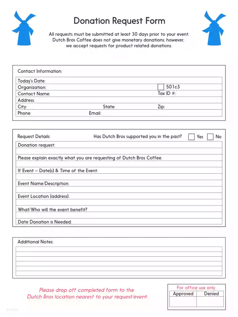 dutch bros donation request Preview on Page 1