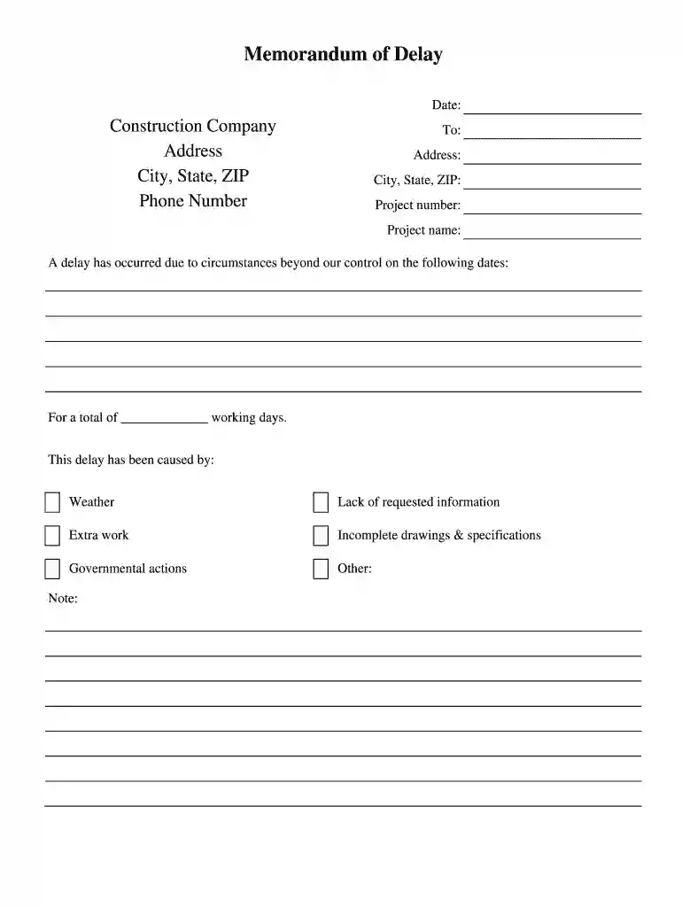 notice of delay template Preview on Page 1
