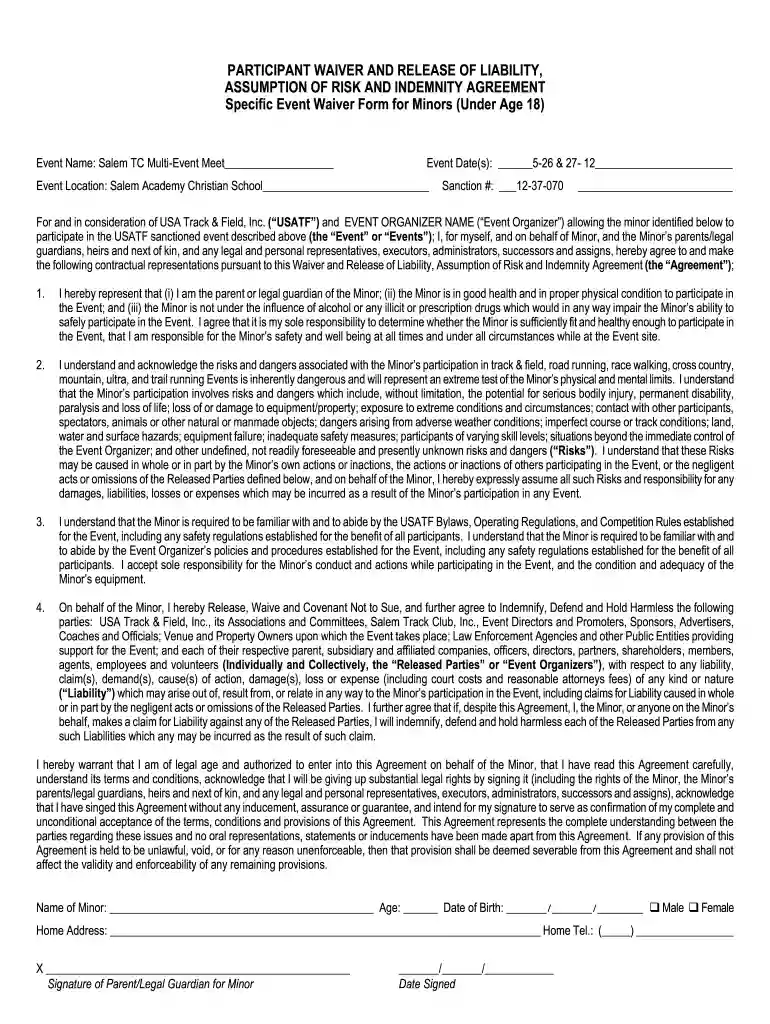 track waiver online Preview on Page 1