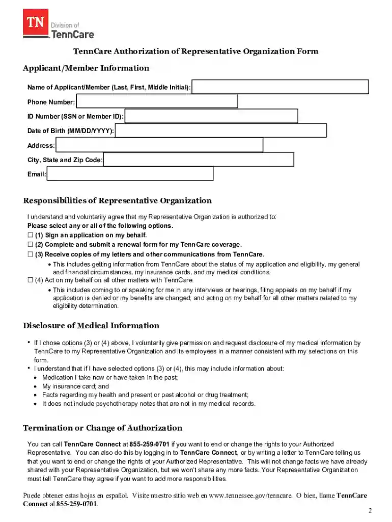 HCFA Authorized Representative Preview on Page 1