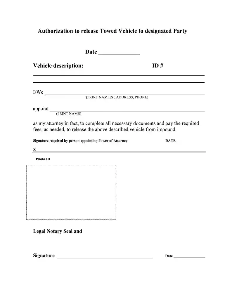 authorization to release vehicle louisiana Preview on Page 1