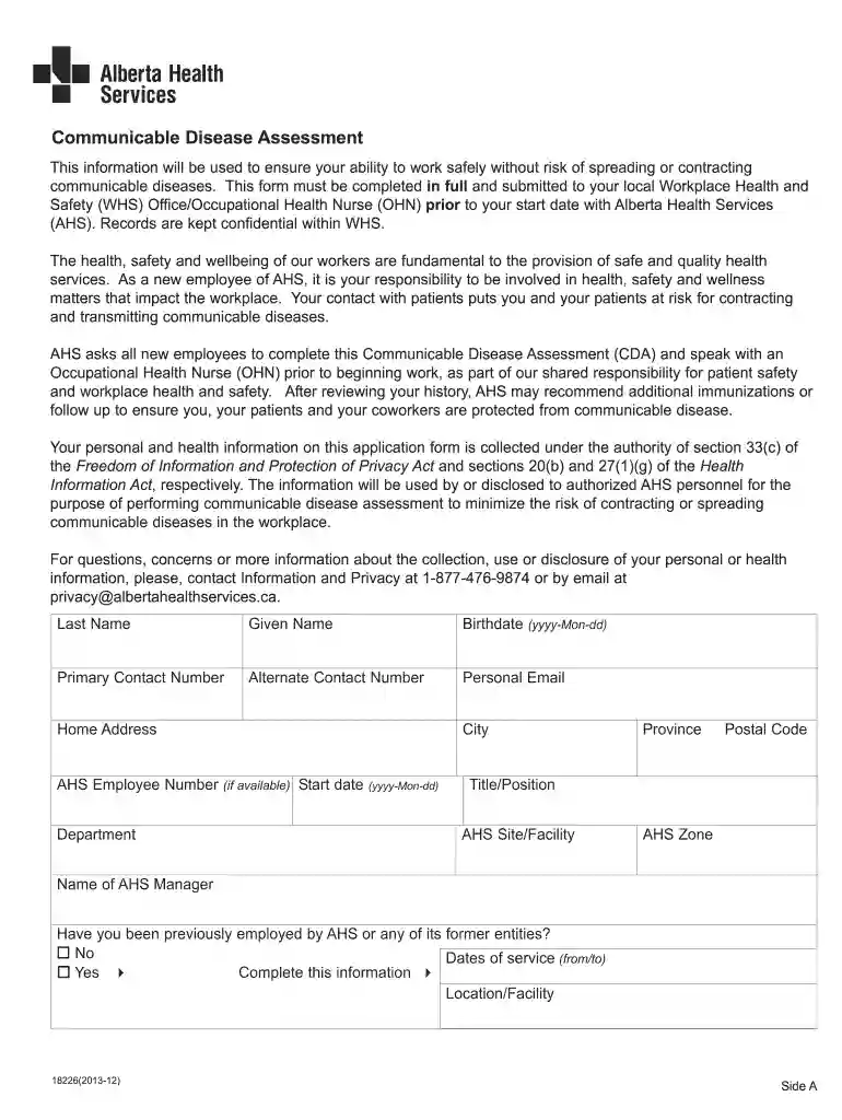 communicable disease screening questionnaire Preview on Page 1