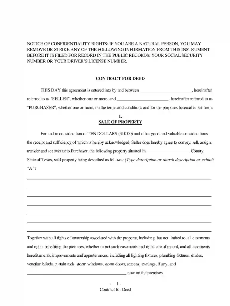 contract for deed texas pdf Preview on Page 1