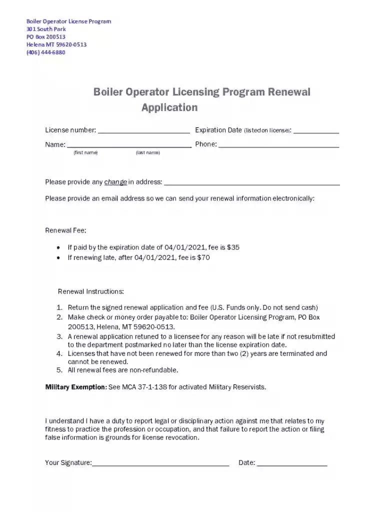 montana renewal application Preview on Page 1