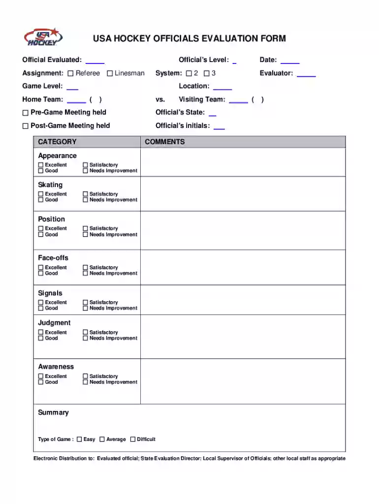 usa hockey evaluation form Preview on Page 1