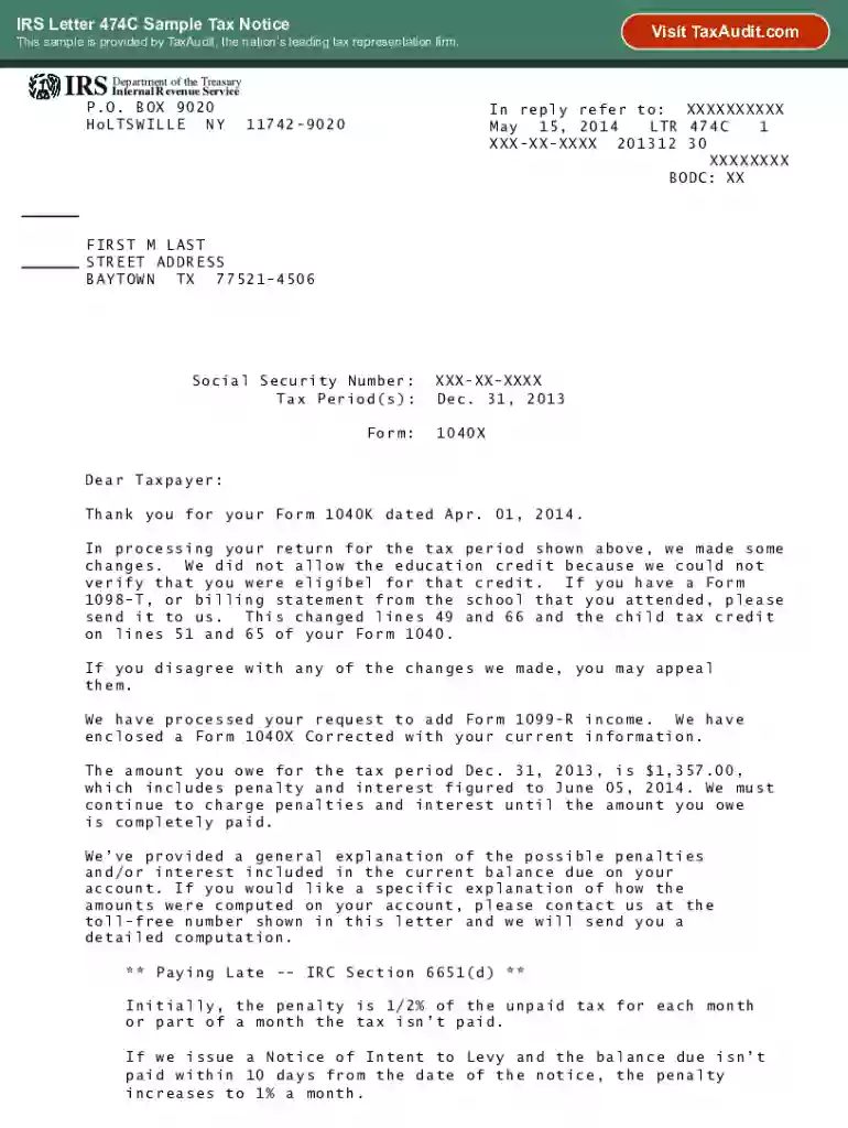 irs letter tax notice Preview on Page 1