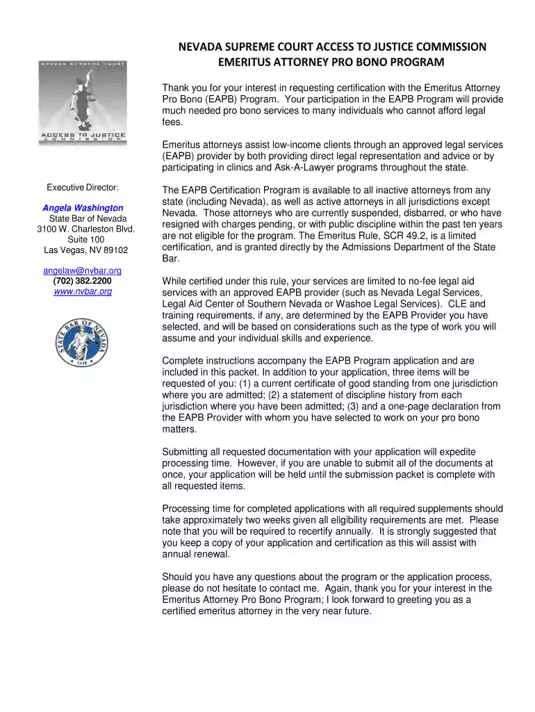 Emeritus Attorney Pro Bono Program SCR 49 2 - State Bar of Preview on Page 1