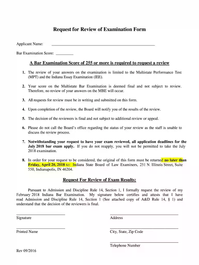 indiana request examination Preview on Page 1