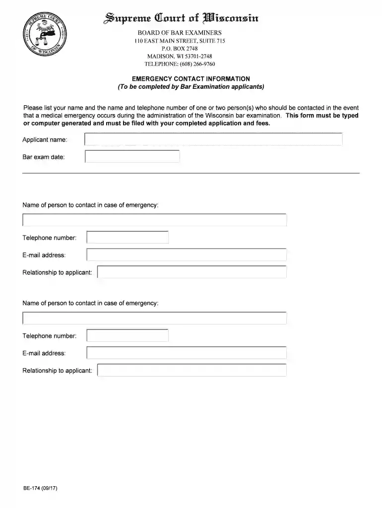 BOARD OF BAR EXAMINERS EMERGENCY CONTACT ... Preview on Page 1