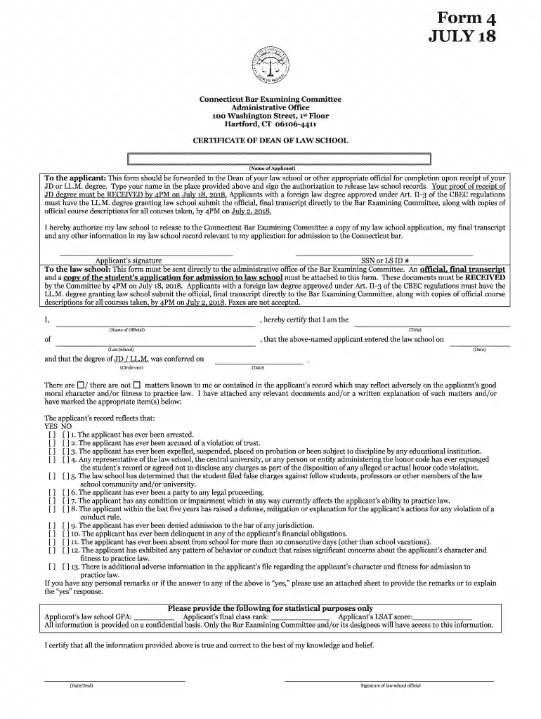 ct 4 dean committee form Preview on Page 1