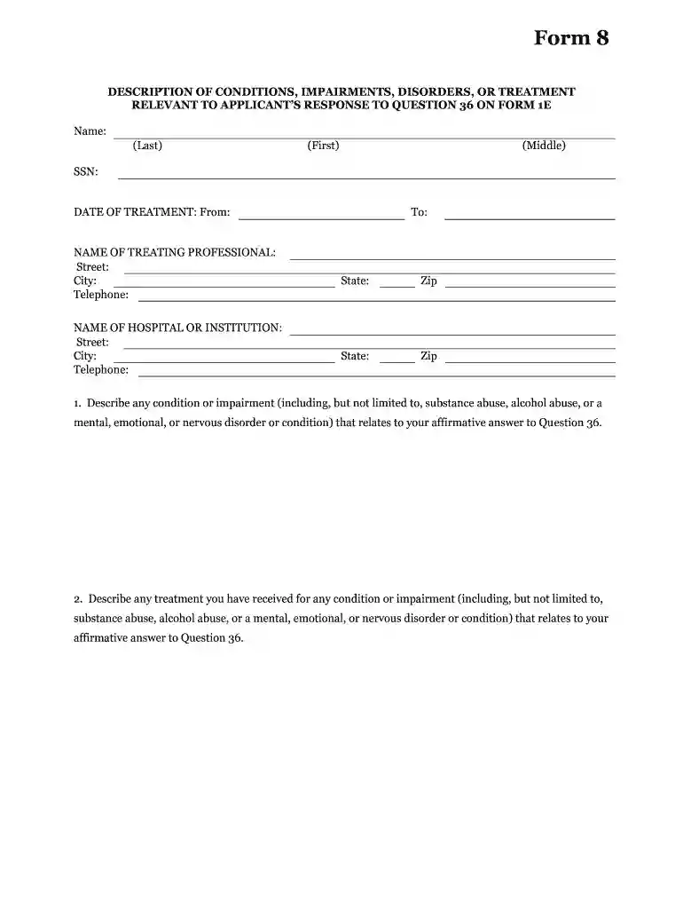form 8 description disorders template Preview on Page 1