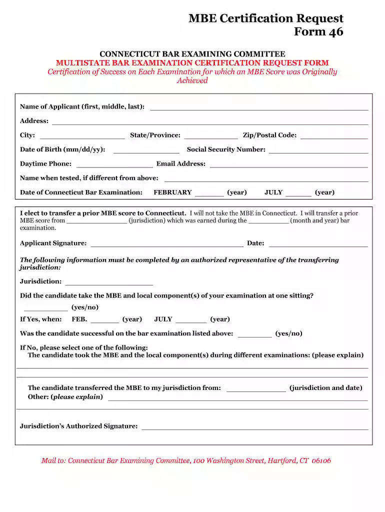 MULTISTATE BAR EXAMINATION CERTIFICATION REQUEST FORM Preview on Page 1