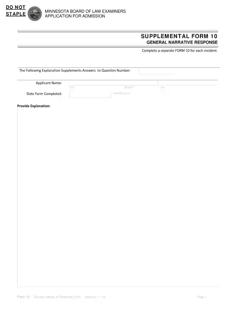minnesota general narrative response board Preview on Page 1