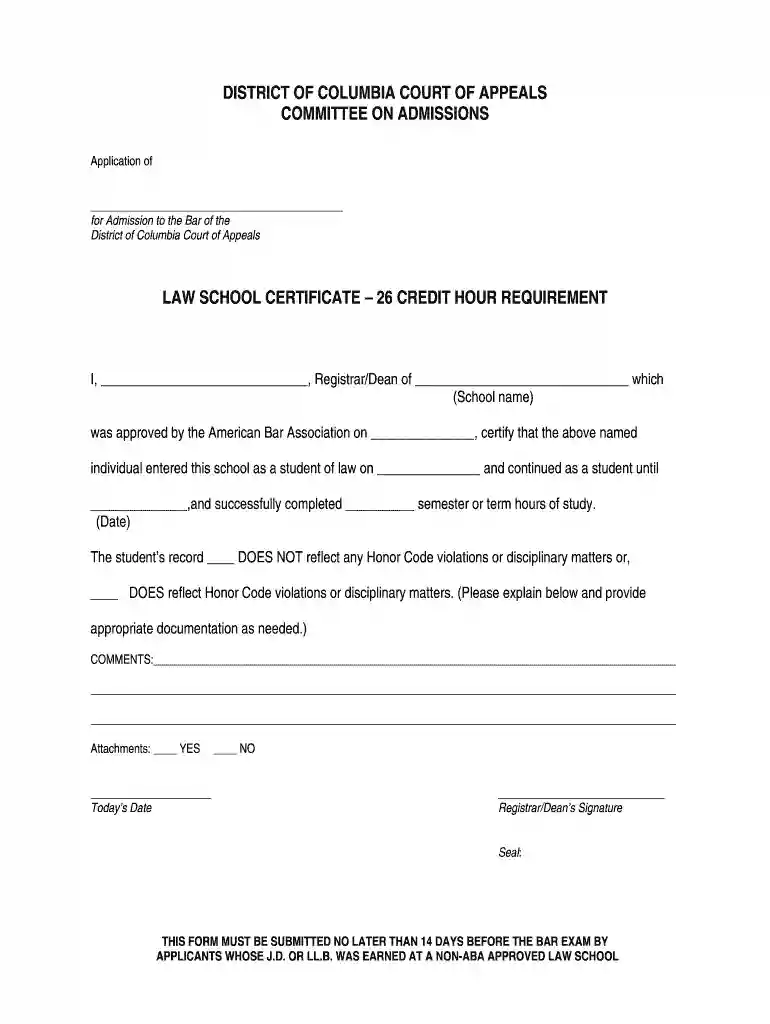 dc law school form Preview on Page 1