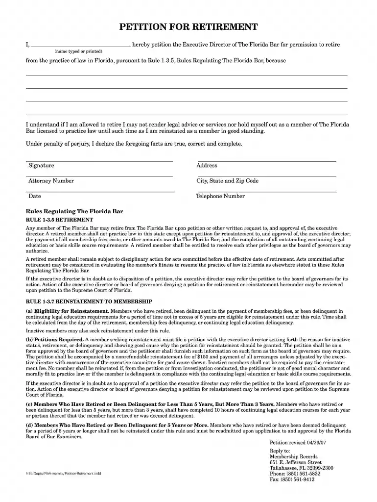 florida bar inactive status Preview on Page 1