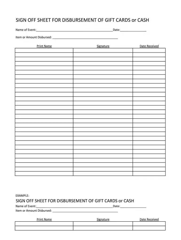 sign off sheet template free Preview on Page 1
