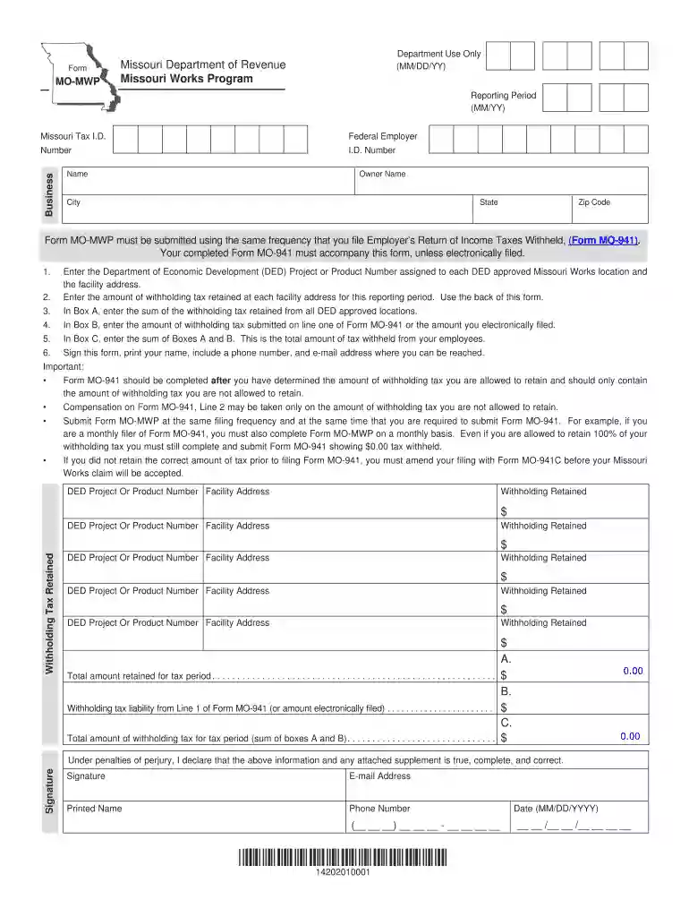 MO-MWP Missouri Works Program - Missouri Department of Revenue - dor mo Preview on Page 1