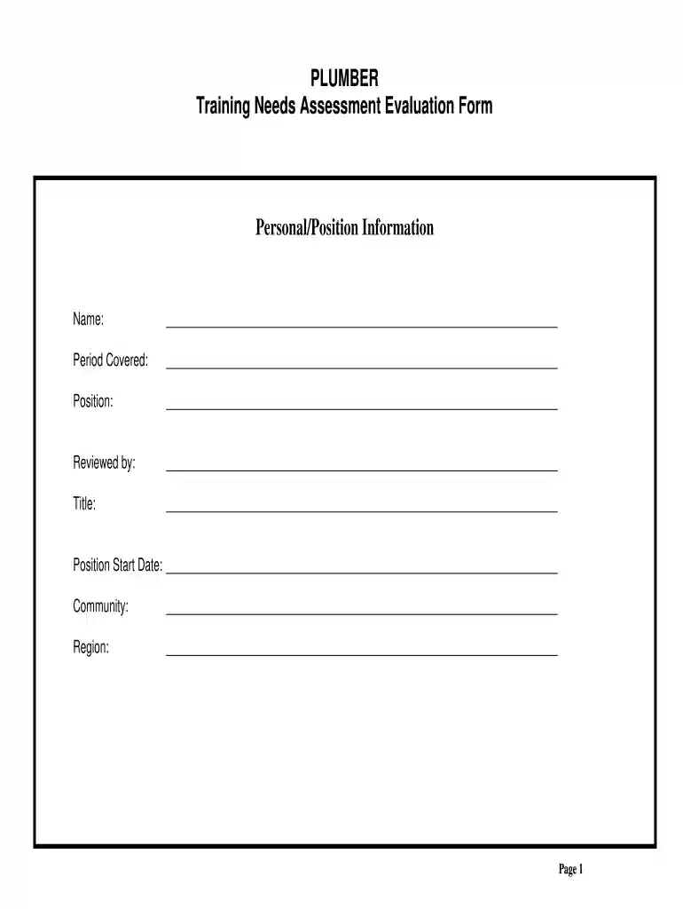 plumbing assessment form Preview on Page 1