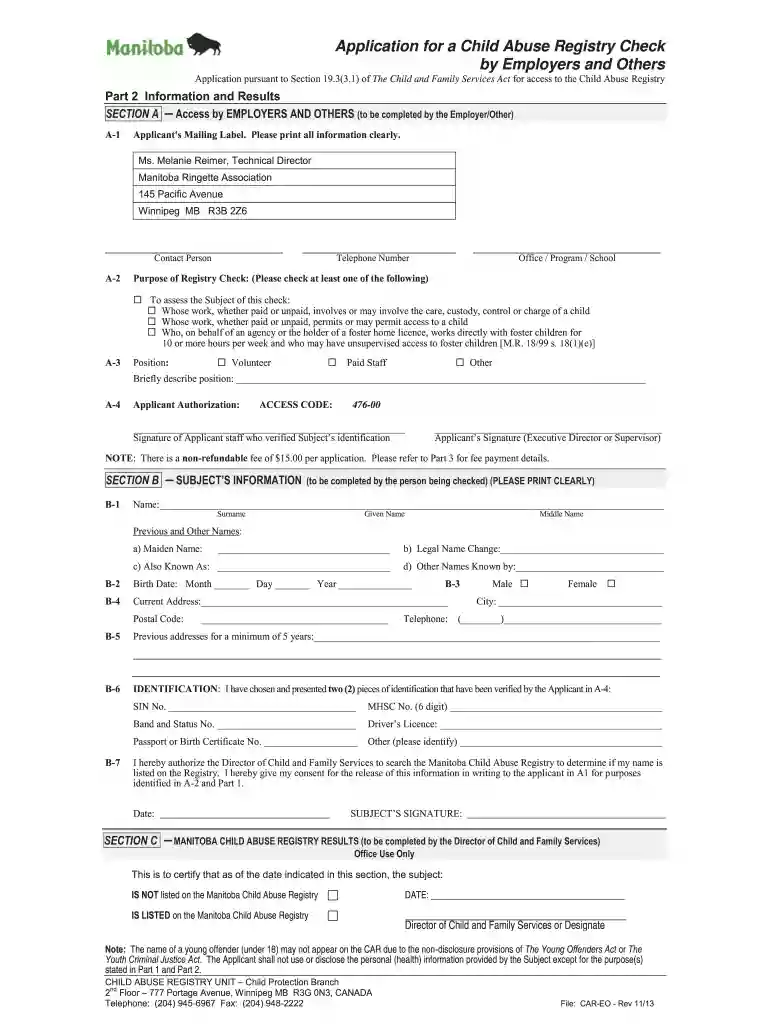 child abuse registry Preview on Page 1