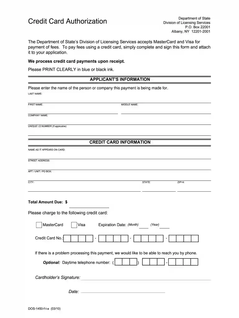 credit card form Preview on Page 1