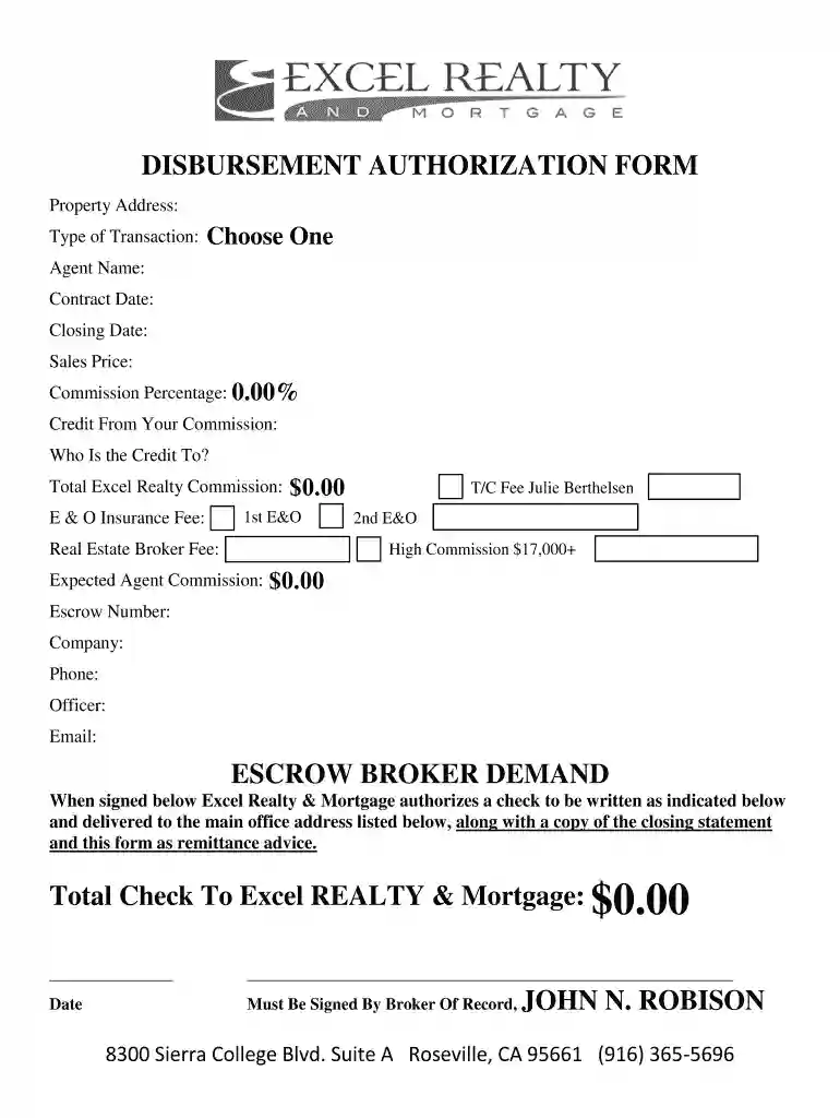 escrow disbursement Preview on Page 1