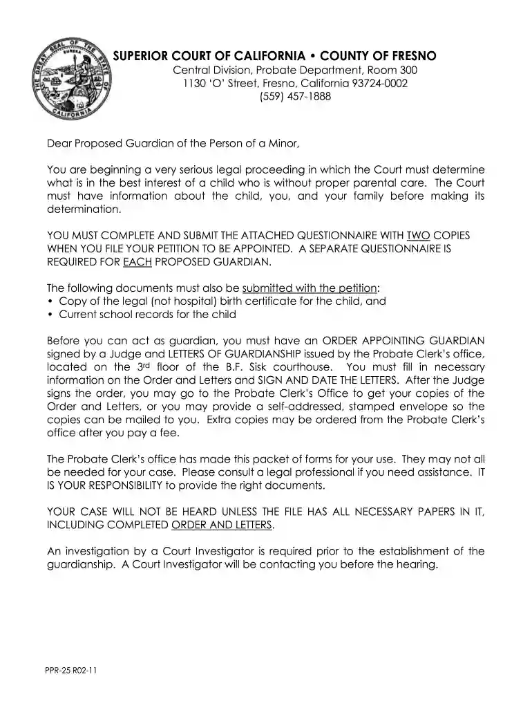 fresno county child custody forms Preview on Page 1