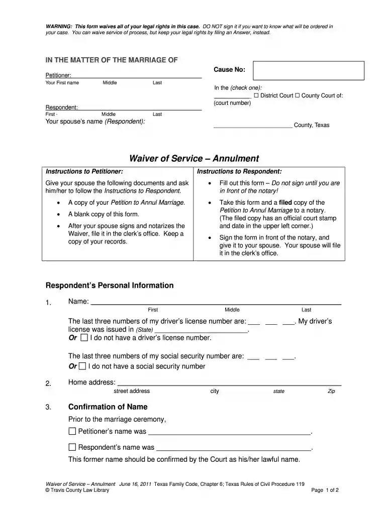 annulment paperwork Preview on Page 1