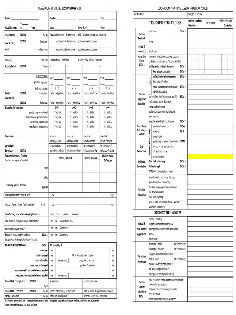 classroom profiling sheet Preview on Page 1