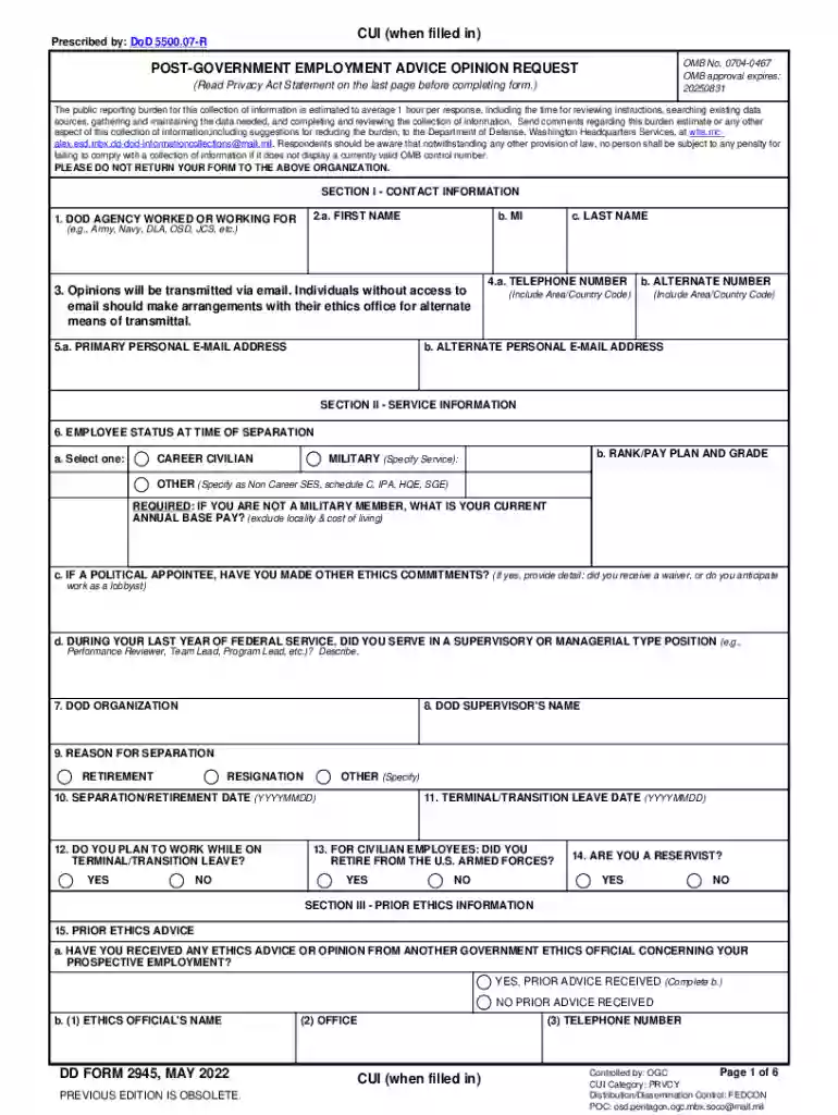dd form 2945 Preview on Page 1