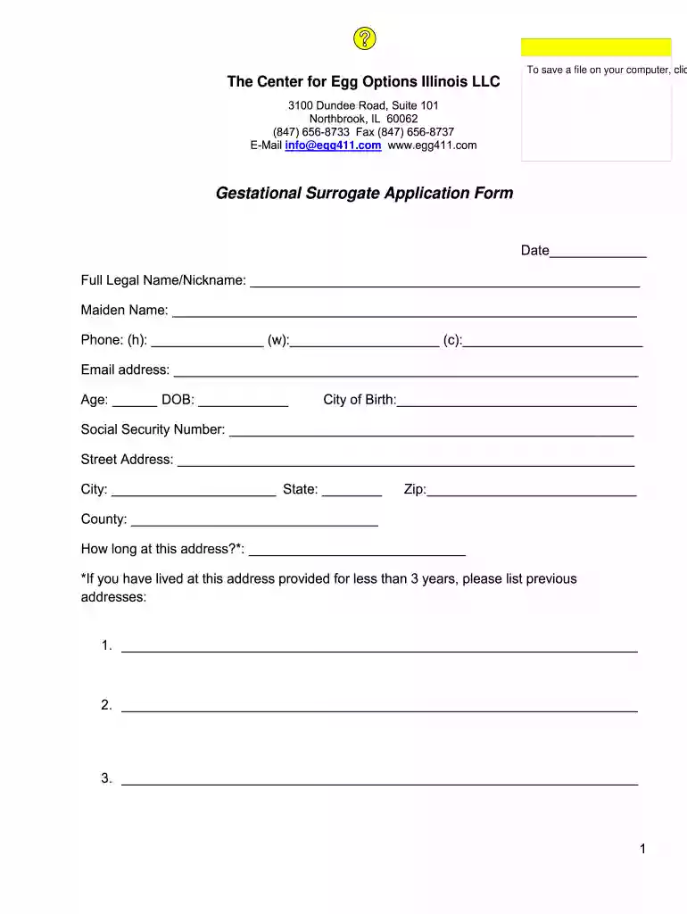 surrogate mother application form Preview on Page 1