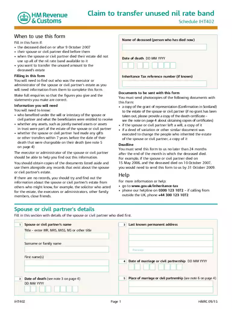 iht402 form pdf Preview on Page 1