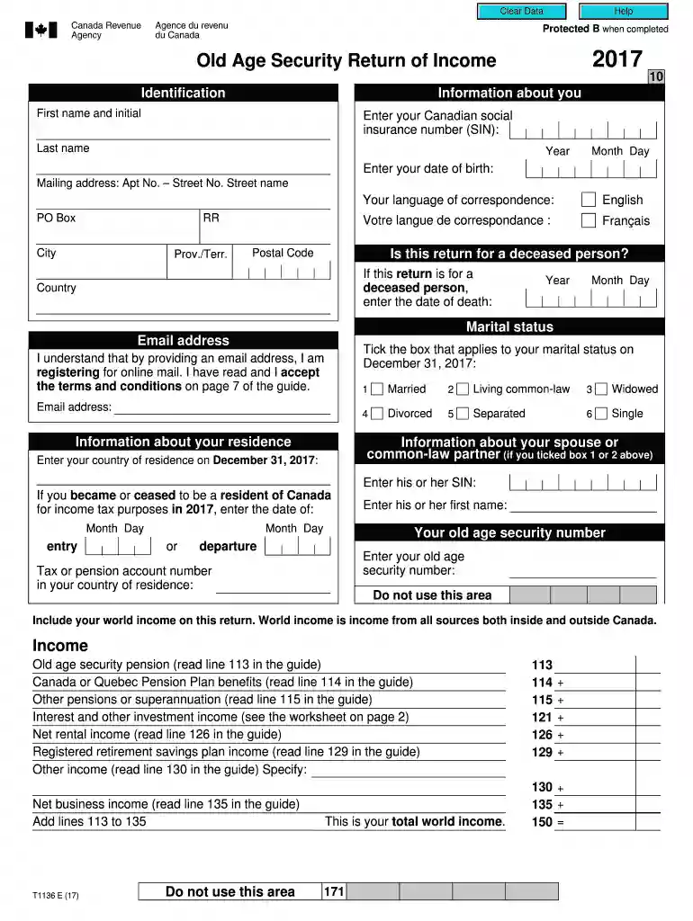 old age security return of income form Preview on Page 1