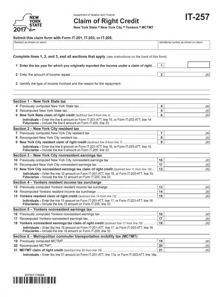 ny it 257 instructions 2017 form Preview on Page 1