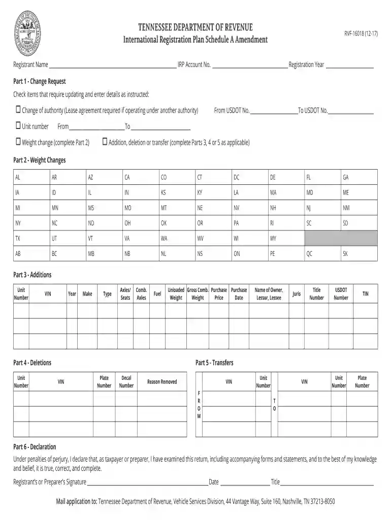 IRP Schedule A Amendment. IRP Schedule A Amendment Preview on Page 1