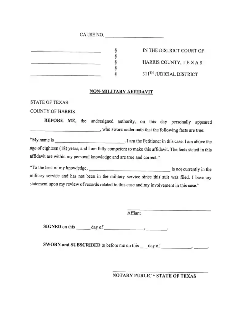 non military affidavit texas Preview on Page 1