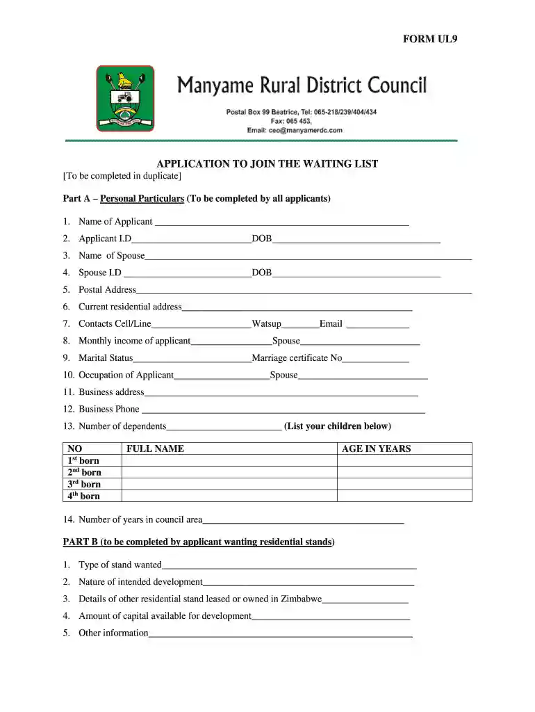 manyame rural district council Preview on Page 1