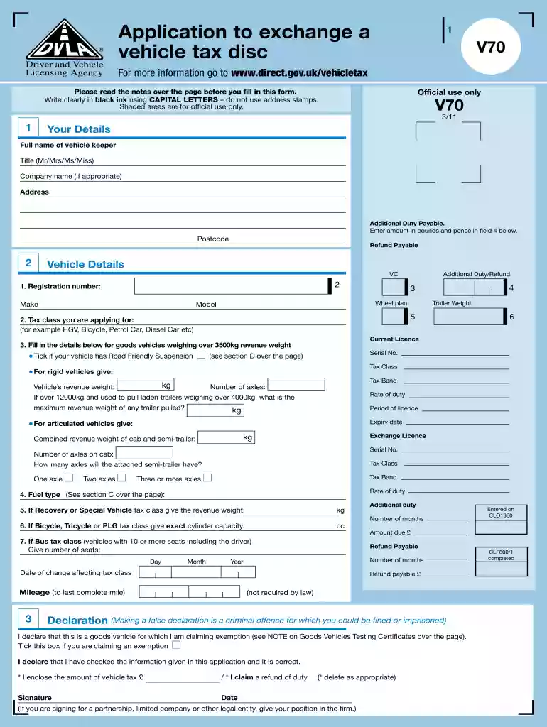 v70 form Preview on Page 1