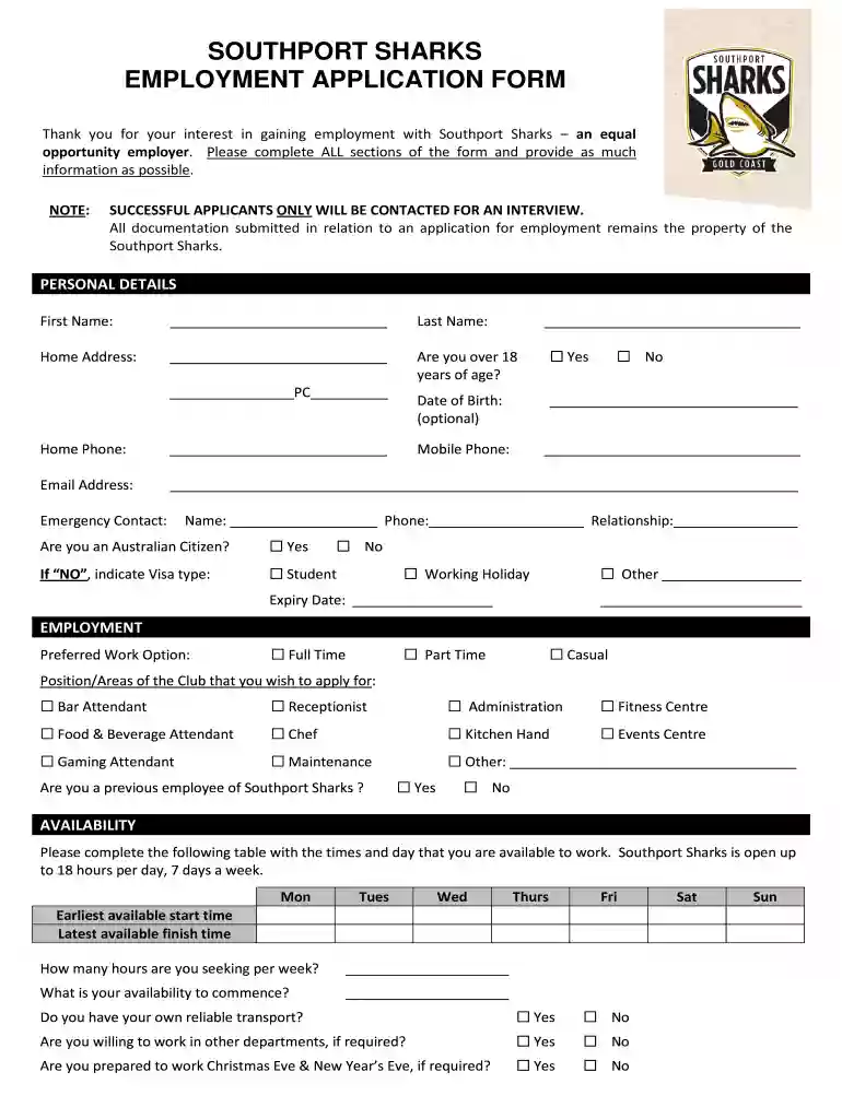 sharks application Preview on Page 1