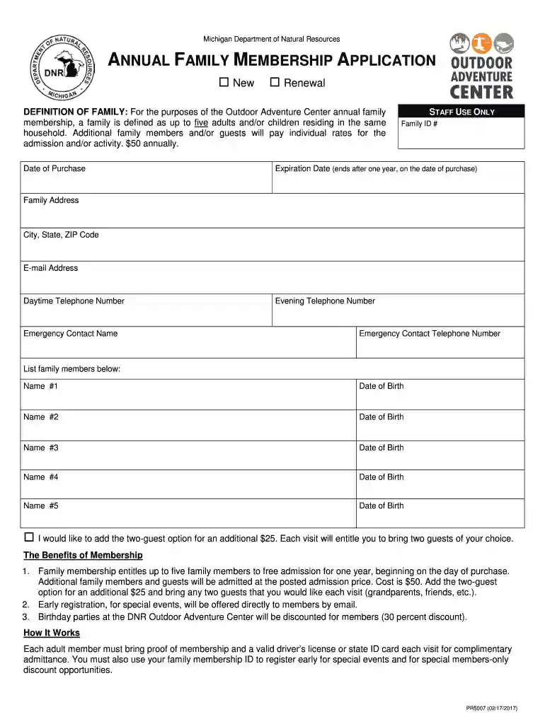 OAC Family Membership form OAC Family Membership form Preview on Page 1