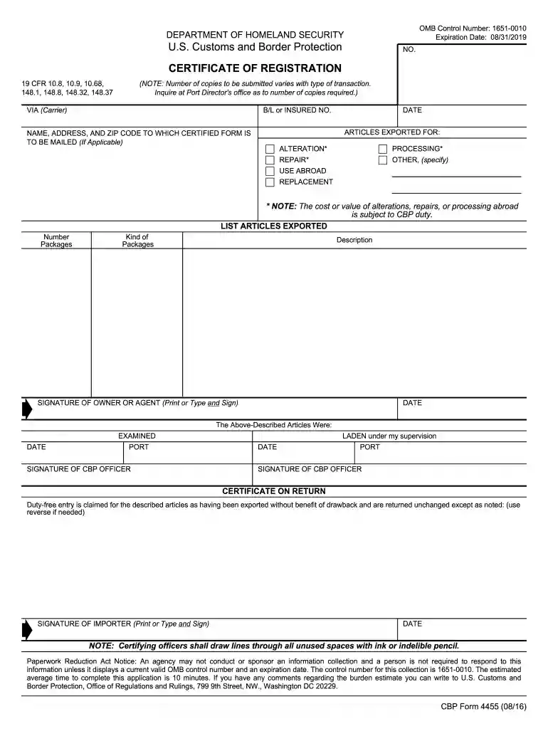 certificate of registration Preview on Page 1