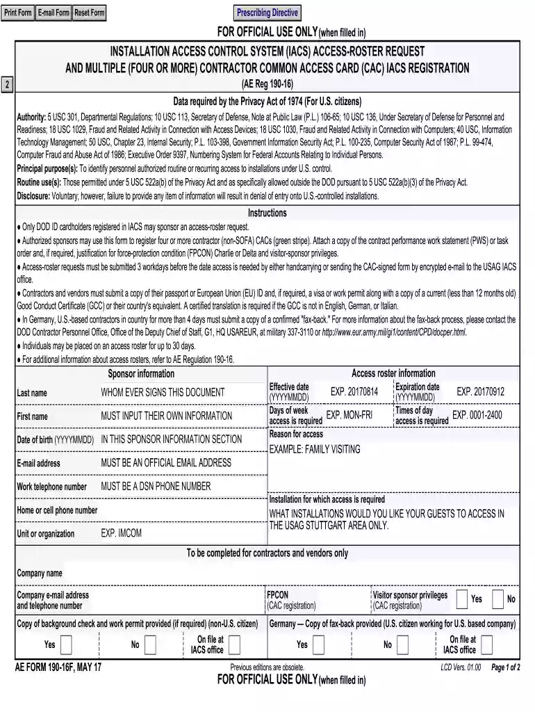 ae form 190 16f Preview on Page 1