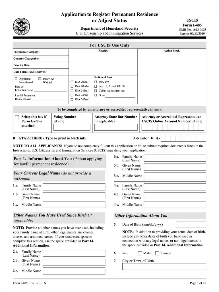 i 485 2017 Preview on Page 1