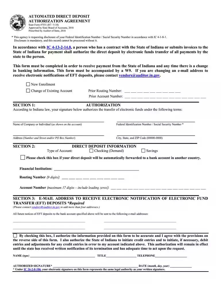 indiana direct deposit Preview on Page 1