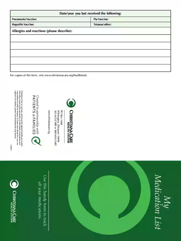 My Medication List - Christiana Care Preview on Page 1