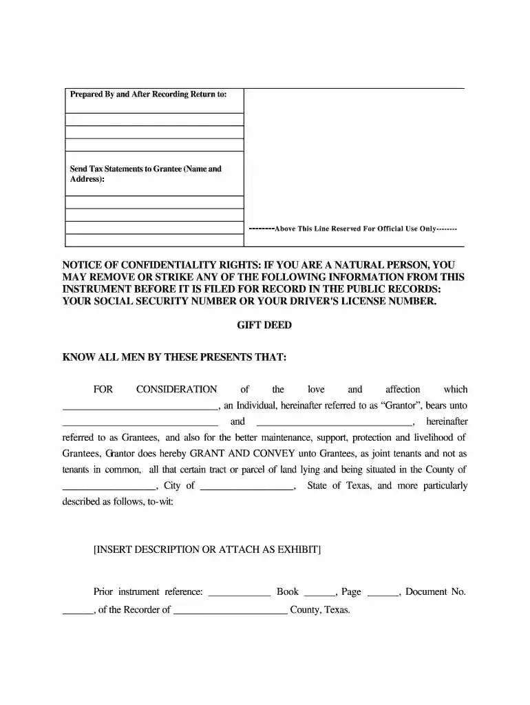 texas gift deed pdf Preview on Page 1