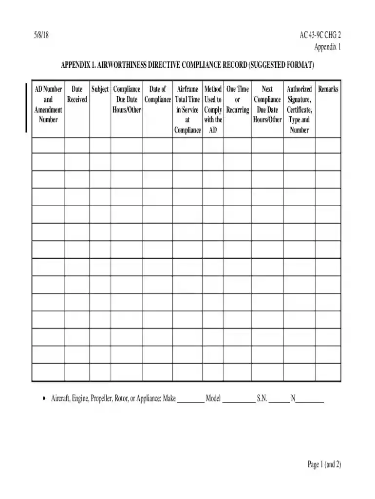 maintenance records template Preview on Page 1